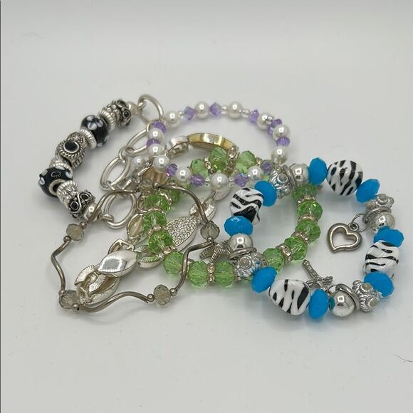 Set of 6 colorful stretch bracelets - Picture 1 of 6